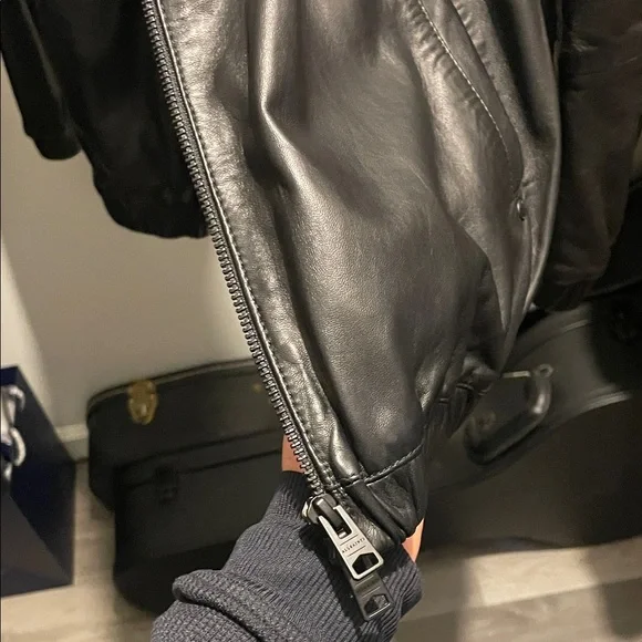 All Saints Payton  leather hooded jacket - Picture 7 of 8